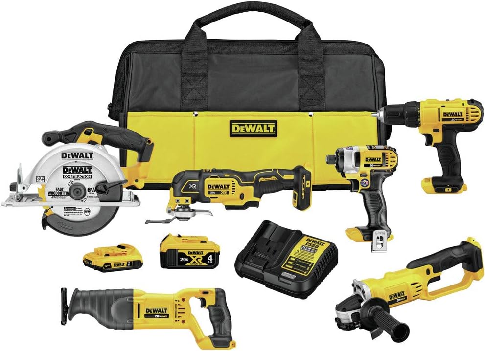 DEWALT 20V MAX Power Tool Combo Kit, 6-Tool Cordless Power Tool Set with Battery and Charger (DCK661D1M1)