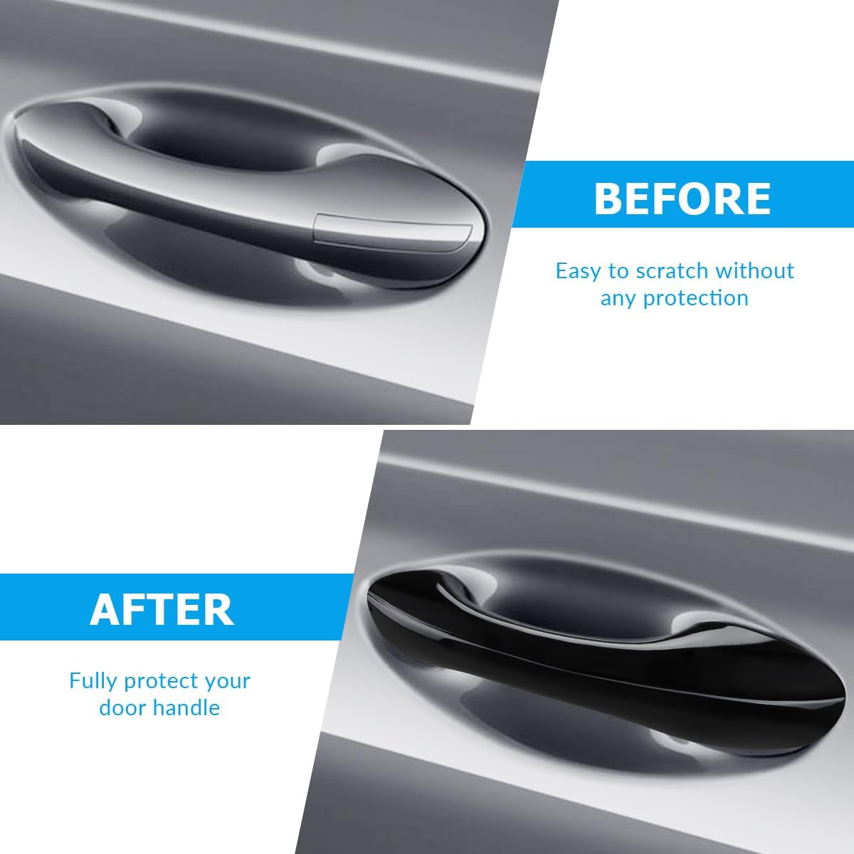 Exterior Door Handle Cover Compatible for Hyundai Santa Fe 2019 2020 2022 2023 Accessories Door Handle Protector Trim with 2 Sensors Openings Golssy Black