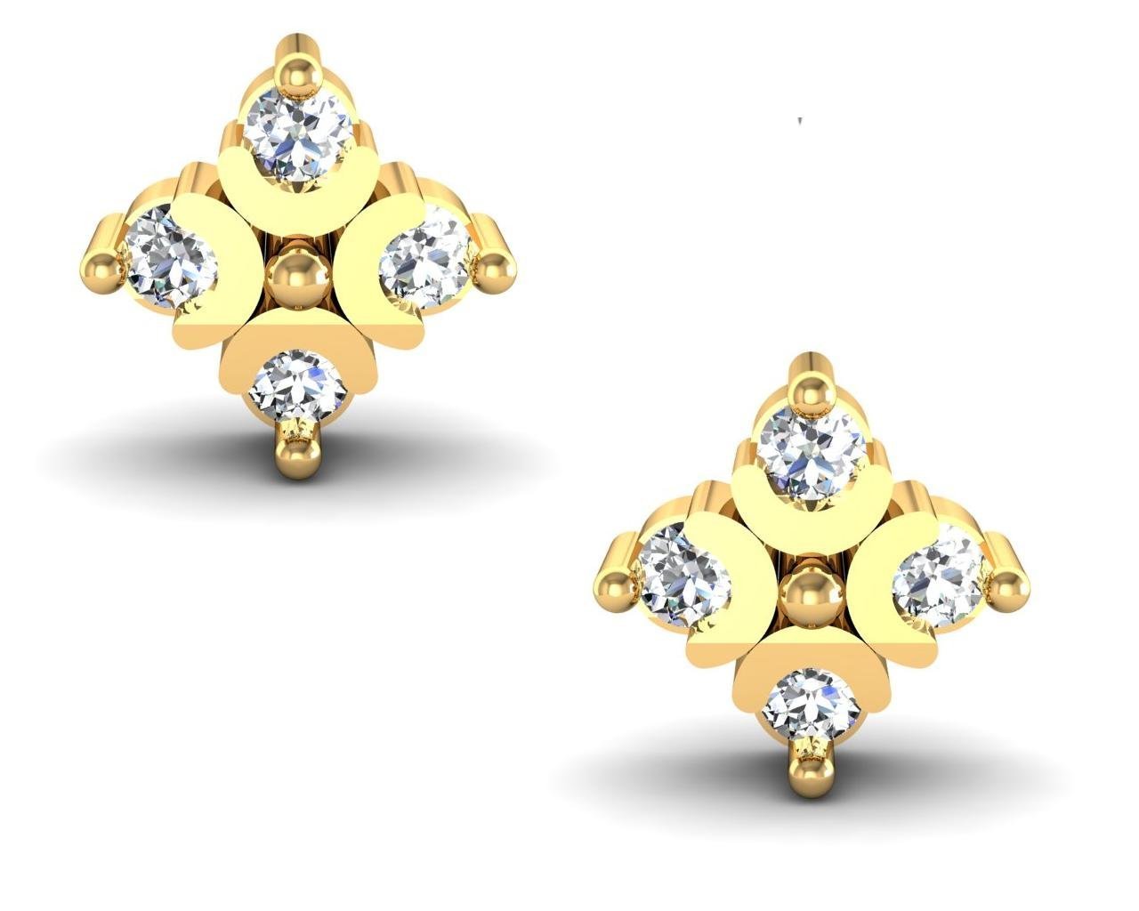 New Collection 14k (585) Yellow Gold Stud Earrings for Women-image-8