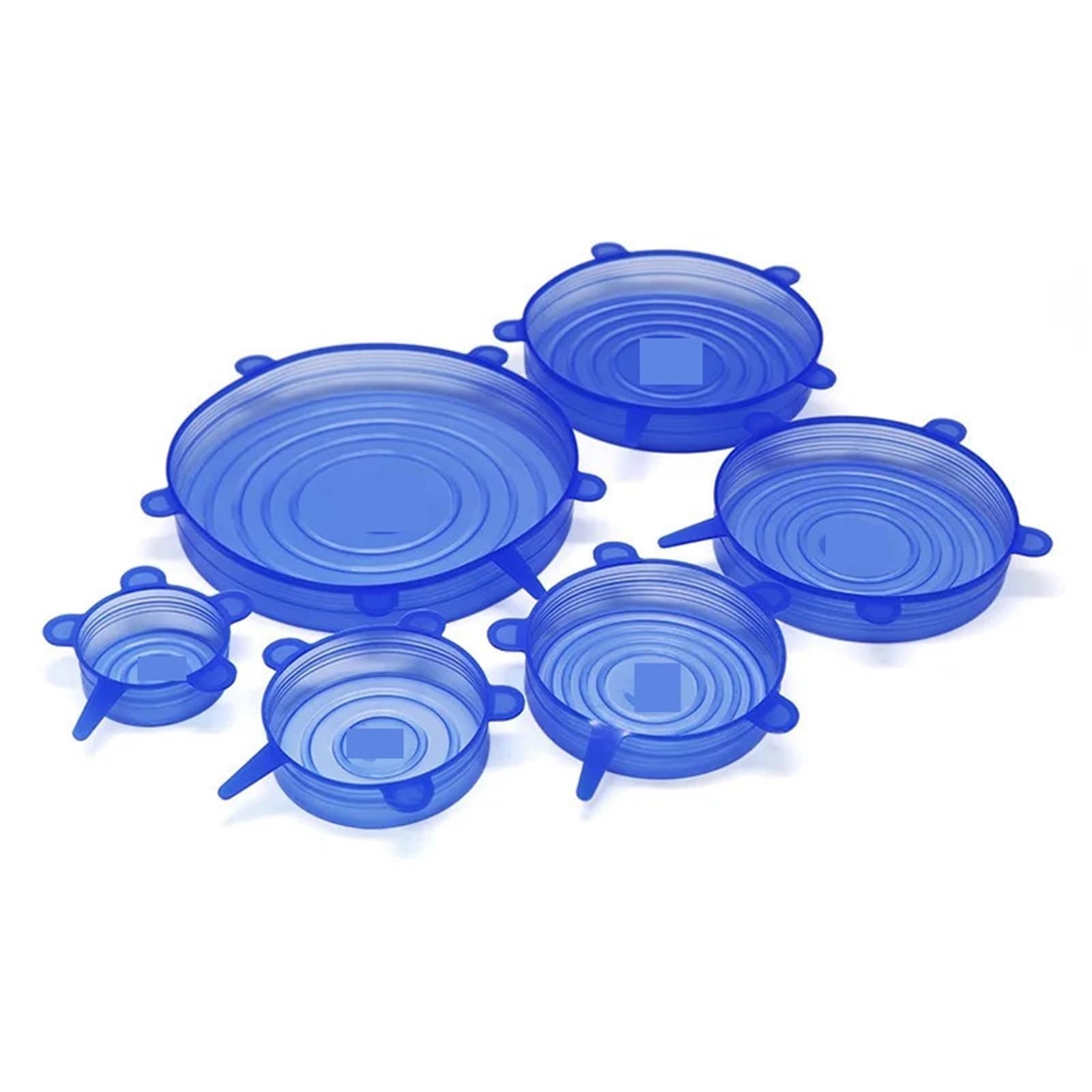 3Sets Silicone Preservation Cover Reusable Airtight Food Universal Dish Stretch Round Lids For Kitchen Accessories for Bowls Jars(Blue)