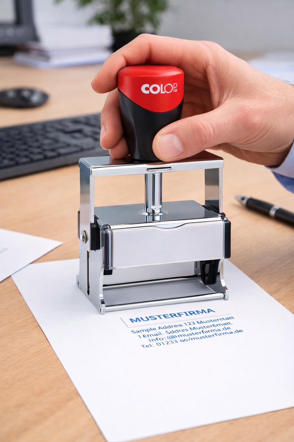COLOP Expert Timbro personalizzato | Timbro in metallo professionale | Timbro aziendale e indirizzo | Autoinchiostrante | Diverse misure disponibili (3900)
