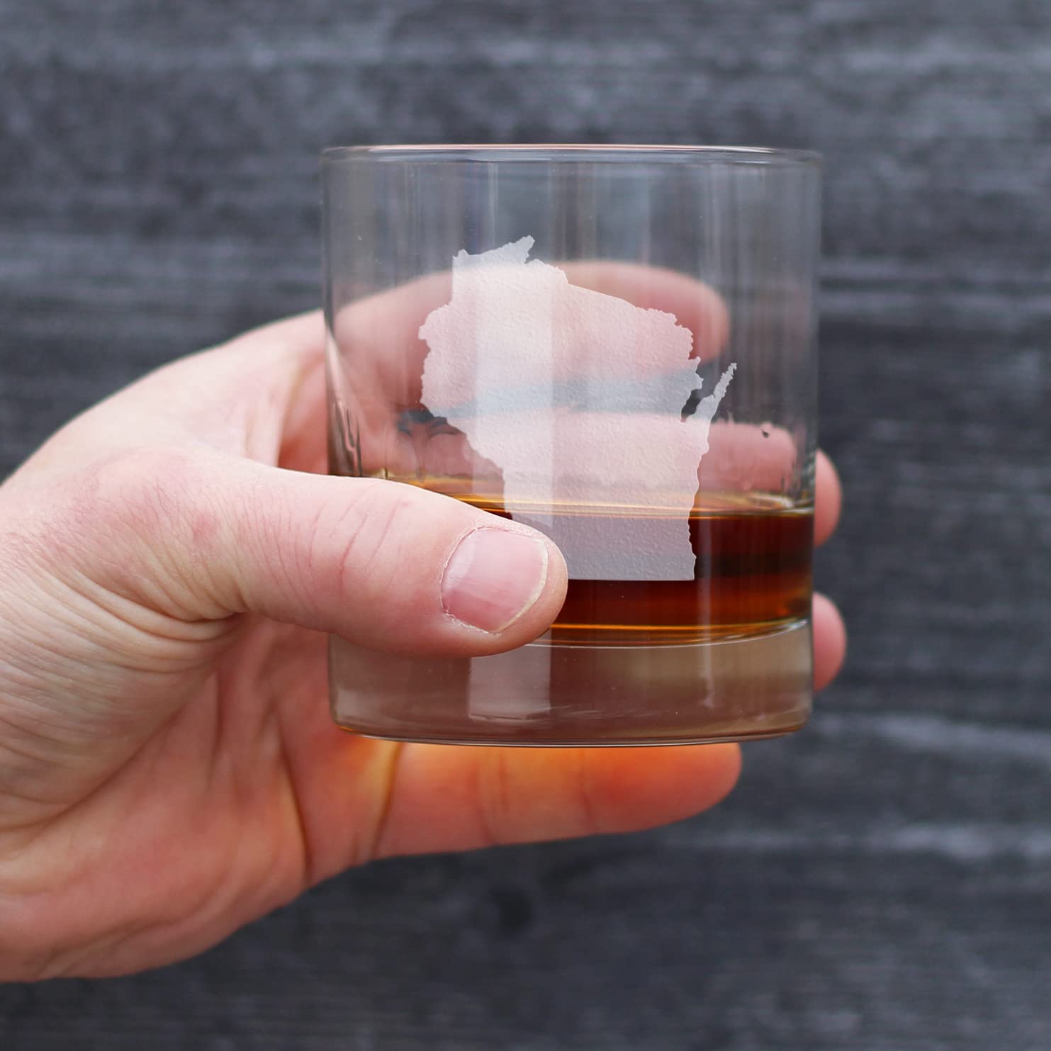 Bevvee Wisconsin State Outline Whiskey Rocks Glass - State Themed Drinking Decor and Gifts for Wisconsinite Women & Men - 10.25 Oz Whisky Tumbler Glasses