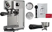 Karlak Máquina de café Profissional Máquina de café Expresso Com Calor Variável 20 Bar Display Digital Semiautomático Aço Inoxidável 1,3L para Uso Doméstico (Plugue UE 220V)