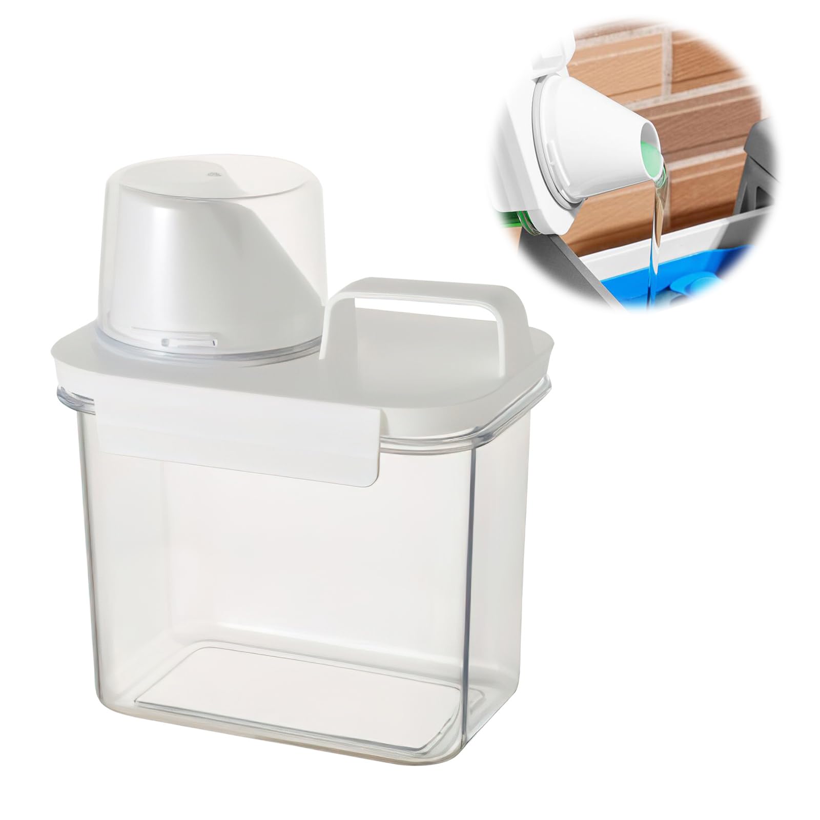 Pudełko do przechowywania detergentów do prania, 1100 ml, dozownik proszku do prania z uchwytem, proszek do prania, środek do dozowania, oszczędność miejsca, pojemnik na czyste ubrania