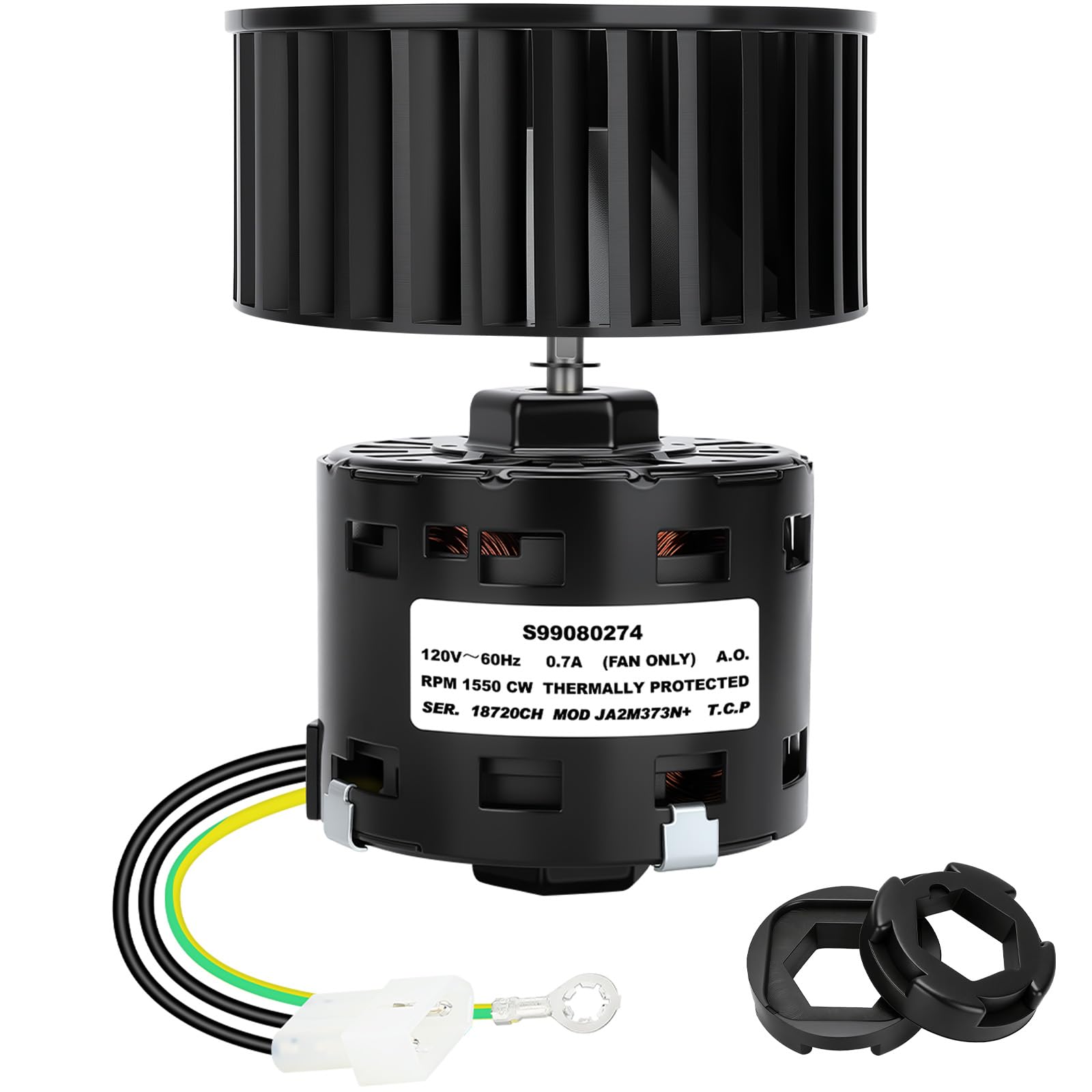 Photo 1 of S99080274 Bathroom Fan Motor & Blower Wheel Kit with S99100412 Motor Mounting Rubbers, High Airflow Low Noise, Fits ACS120L ACS130 HS120L HS130 MS120L MS130 MHS120L NS120L NS130 S120L S120FL S130