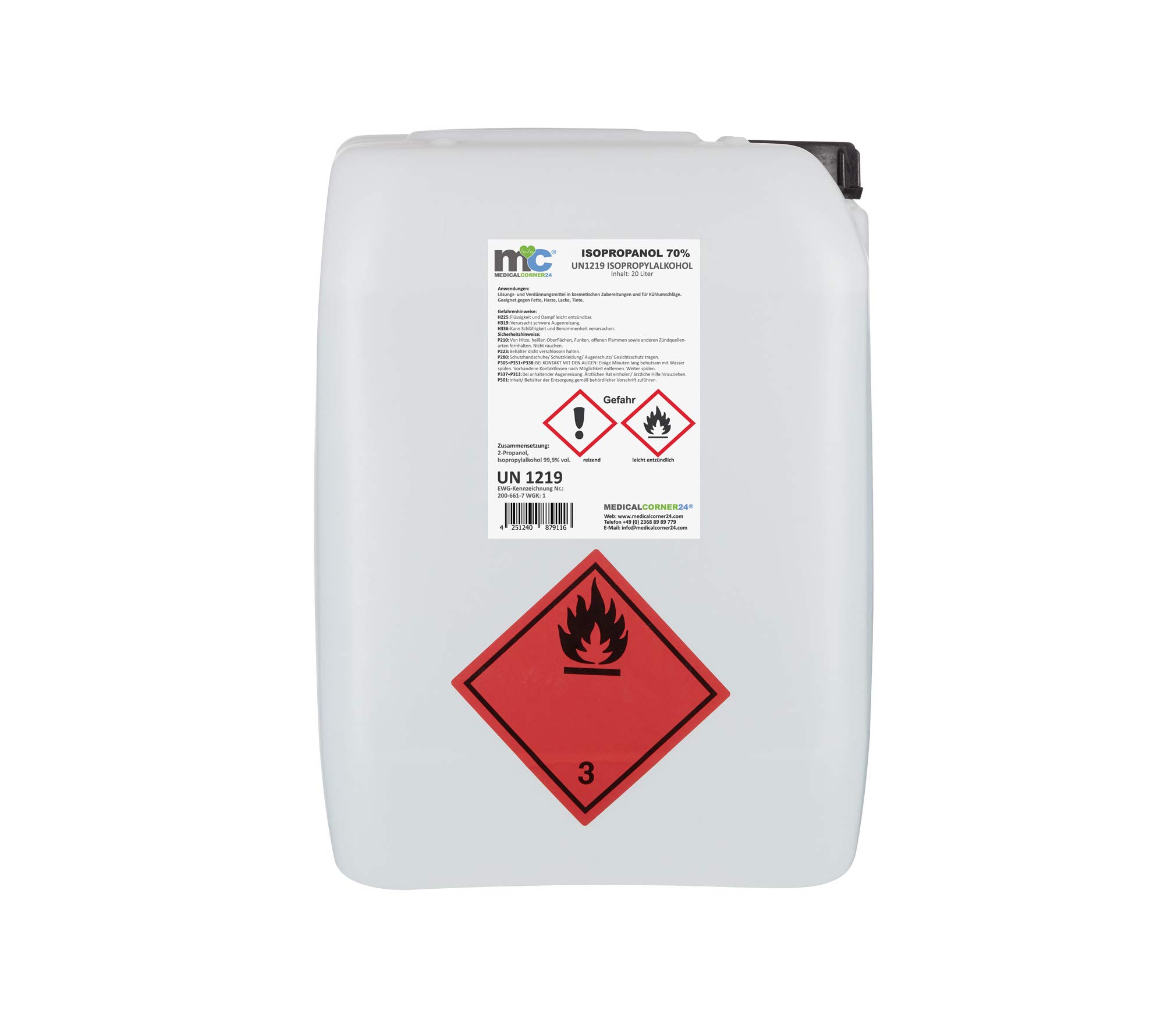 Medicalcorner24 Isopropanol 70% isopropylalkohol 20 litros Bidón