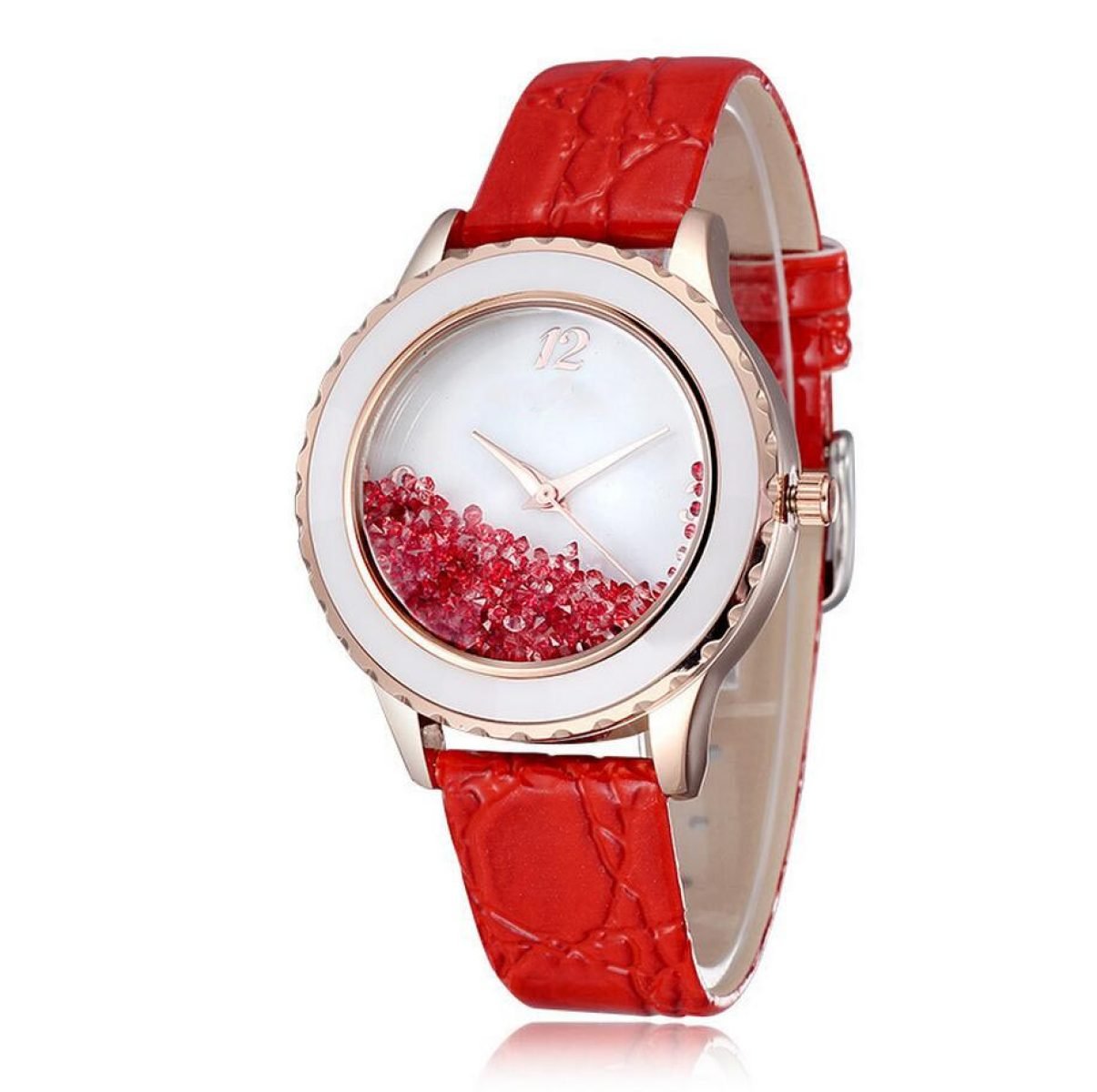 Diamond Fashion Simple Ladies Watch Watch Quartz Watch Round Clover Pointer Crown Crown Handle