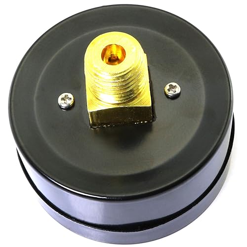 Miniatura 7 de MEETOOT Manómetro de presión de aire de 2 pulgadas, montaje trasero central, tamaño de conexión NPT macho de 1/4 pulgadas, 0-180 PSI