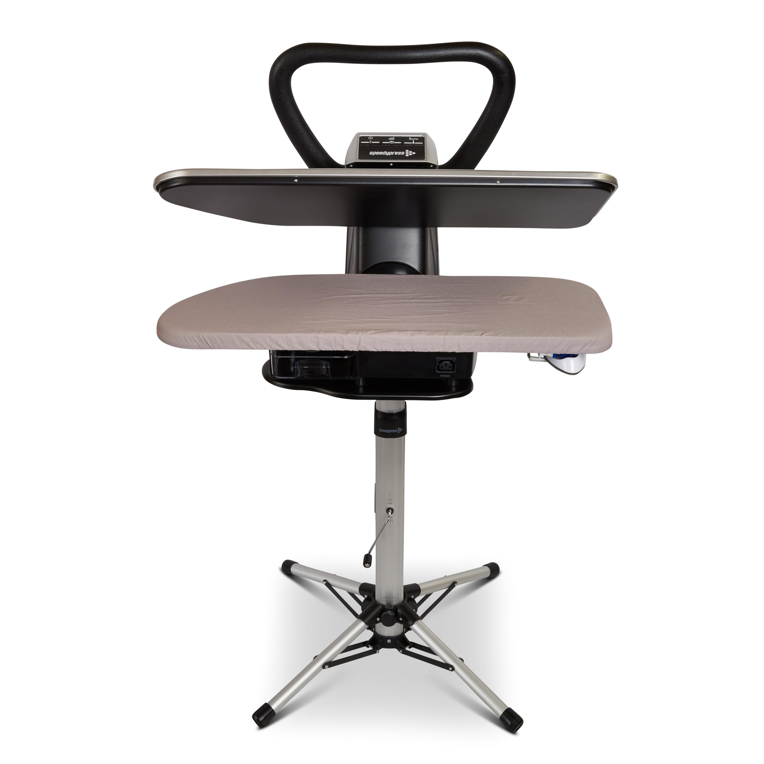 Speedypress SteamRise 8000 Presse à Repasser Vapeur Haute Performance | Surface de Pressage 81 cm | Technologie Vapeur Bottom-Up | Fer Inclus + Filtre Anti-Calcaire | Avec Support | 2200S | Argent