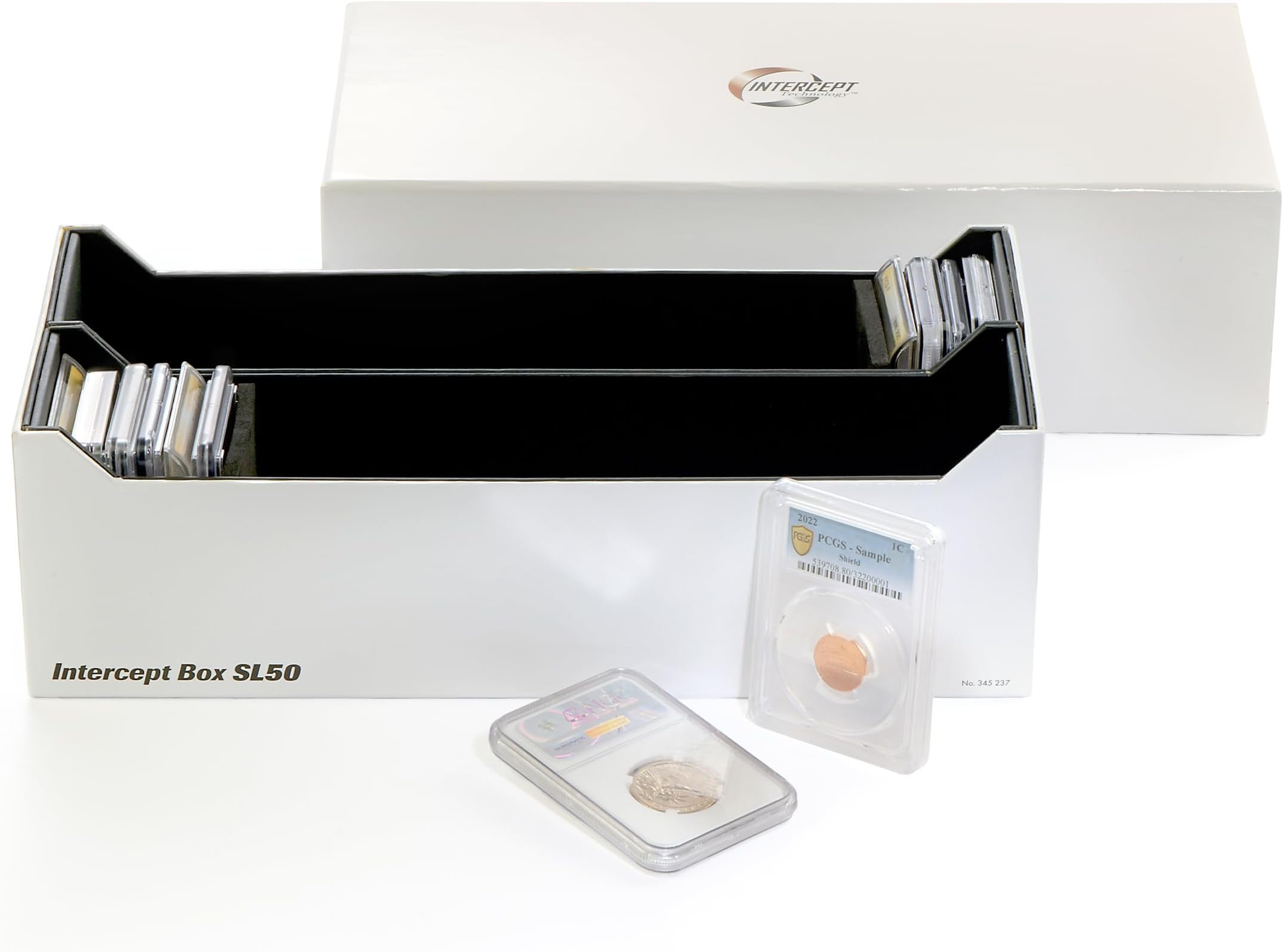 LIGHTHOUSE - Storage Box SL 50 for 50 Coin Slabs Including PCGS, NGC, ANACS with INTERCEPT TECHNOLOGY Corrosion Protection (12 5/8" x 6" x 3 7/8")