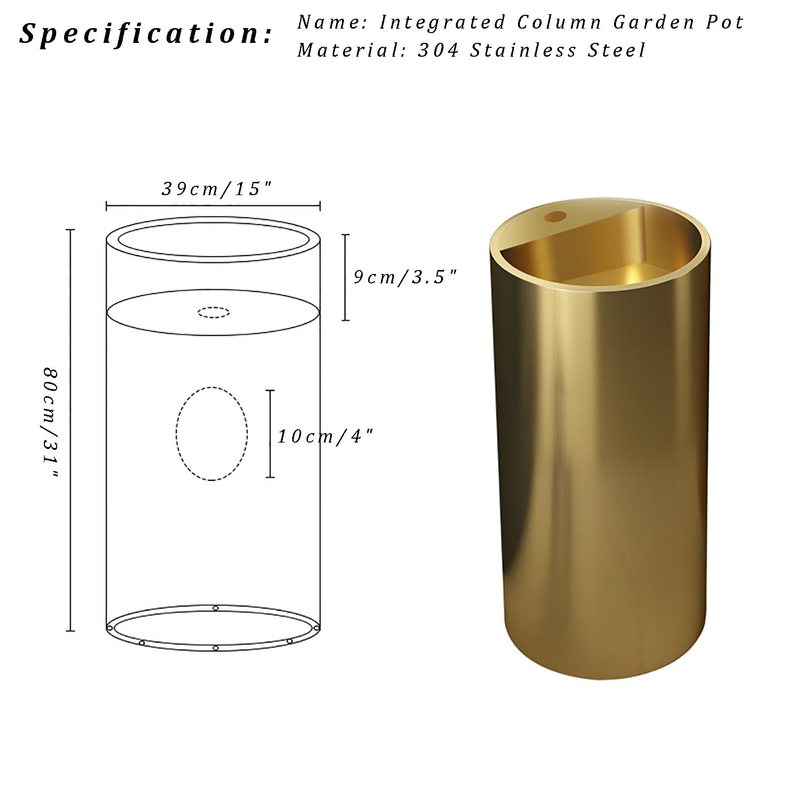 Lavabo Redondo con Pedestal, Lavamanos Independiente de Acero Inoxidable, Lavabo Comercial para Baño con Cubeta Profunda y Diseño Antisalpicaduras(39x39x80cm(15x15x31), A)
