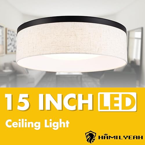 Miniatura 7 de Hamilyeah Lámpara LED de techo empotrada, 18 W, cerca del techo, lámpara redonda de granja de 12 pulgadas, montaje de techo para baño, dormitorio,