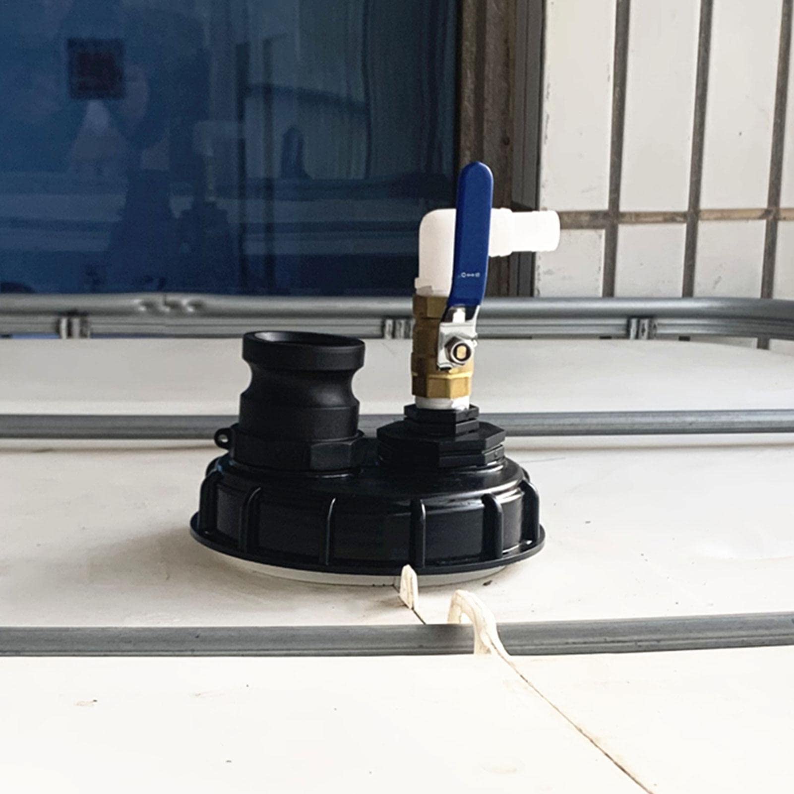 IBC adapter zbiornika tonowego, adapter IBC Tote zbiornik na wod? adapter w? ?a ogrodowego IBC pokrywa pokrywy zbiornika pokrywa z 90-stopniowym ?okciem profesjonalny w? ? cz? ?ci kranu z zaworem