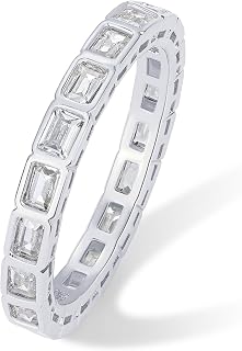 PAVOI 14K Gold Plated Emerald Cut Eternity Band Rings for Women - Emerald Cut Wedding Band for Brides - Stackable Cubic Zirconia Eternity Ring - Promise Jewelry Gifts