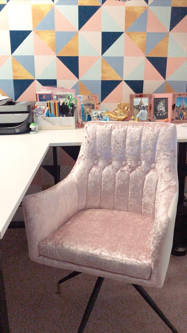 Impressions Genesis Vanity Chair with 360 Degrees Swivel Seat, Button Tufted Velvet Cushioned Chair with Slim Black Legs (Tuxedo): Kitchen & Dining