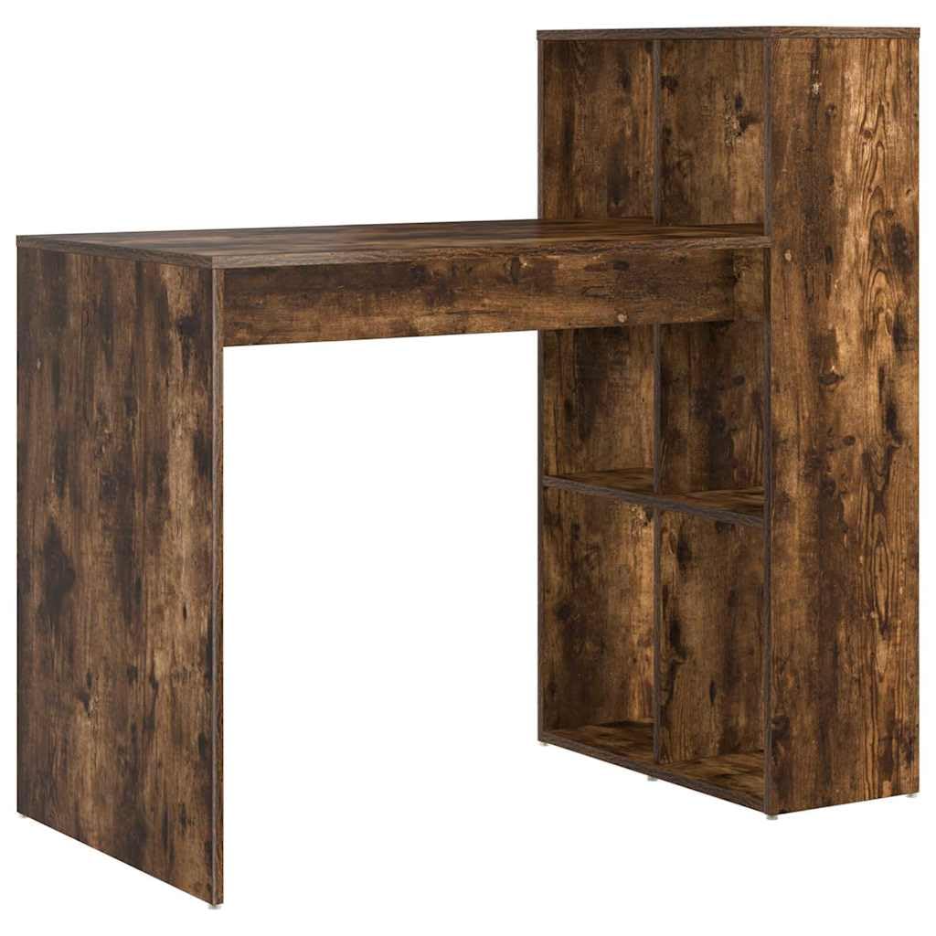 Bureau d'ordinateur chêne fumé 108x55 cm avec étagère
