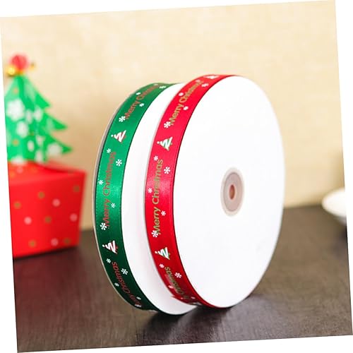 Miniatura 8 de EXCEART 2 unids Navidad Impreso Cintas de Alambre Cinta de Satén de Navidad Cinta de Embalaje Cintas Artesanales Cintas de Fabricación de Cintas de