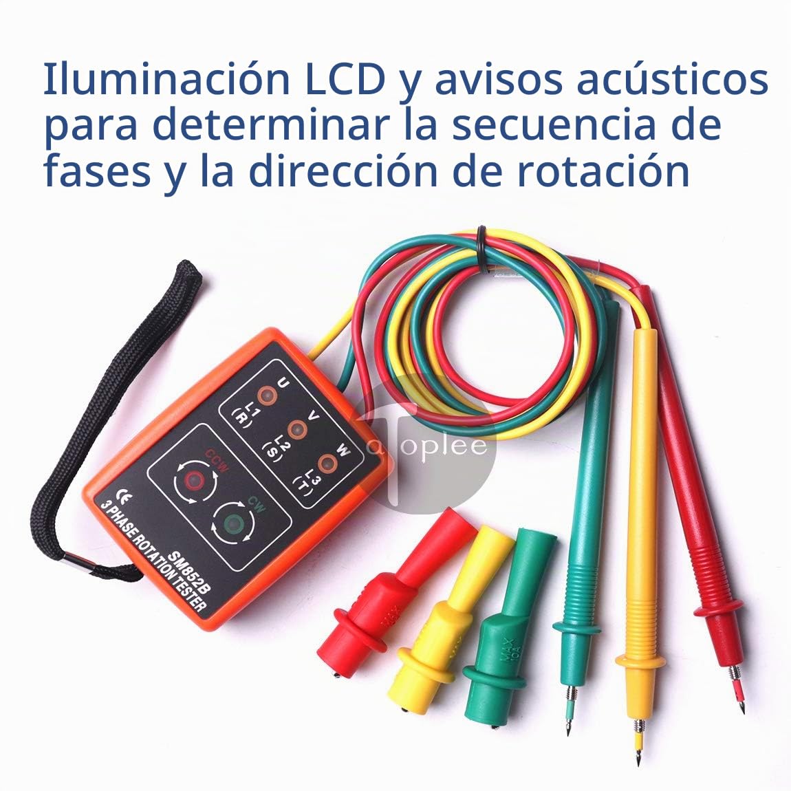 ATOPLEE 3 Secuencia de Fase Presencia rotación Tester Indicador Detector Meter con LED y el zumbador 60V ~ 600V (3 Fase AC)