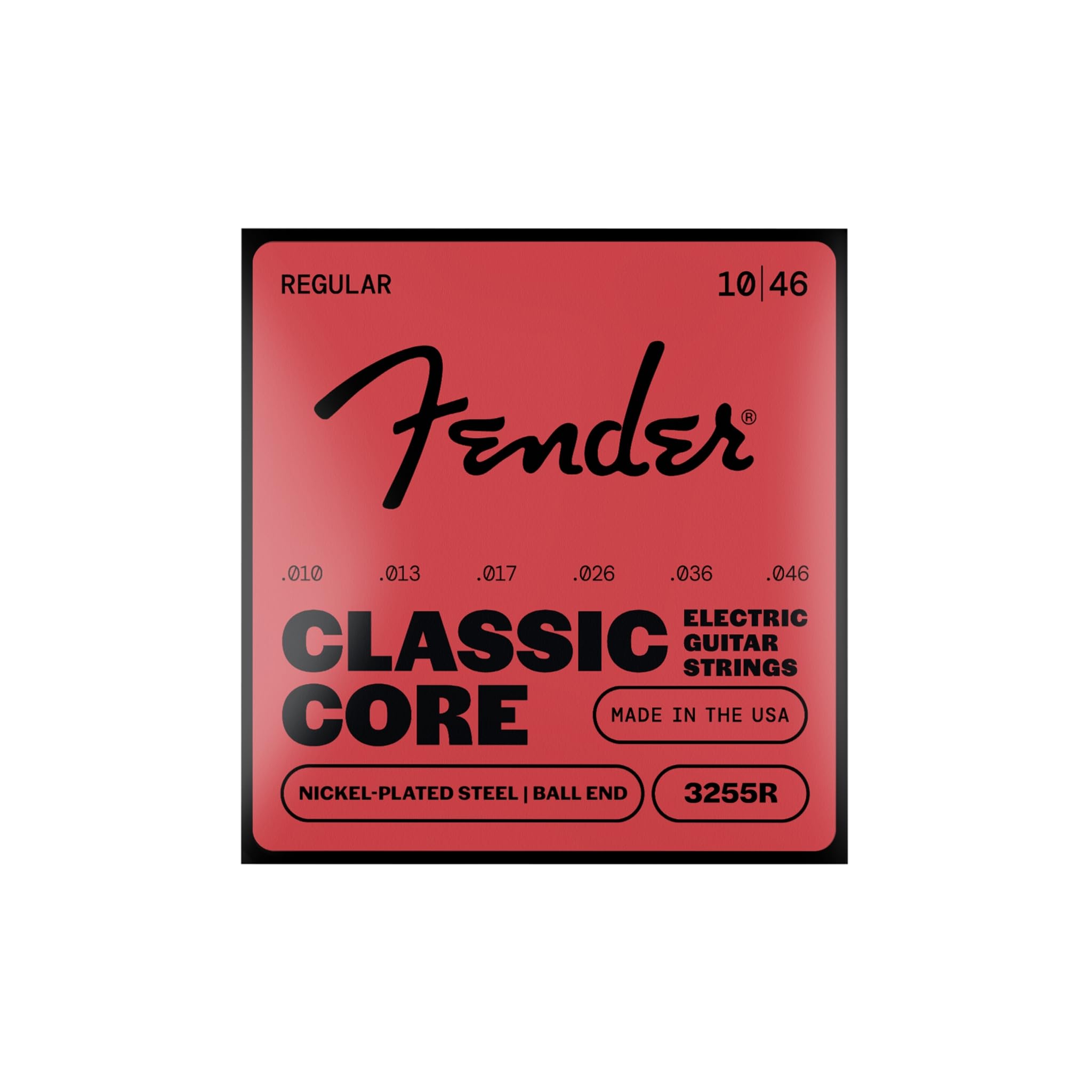 Fender Classic Core Electric Guitar Strings, 3255L, Nickel Plated Steel, Bullet Ends (.010-.046)