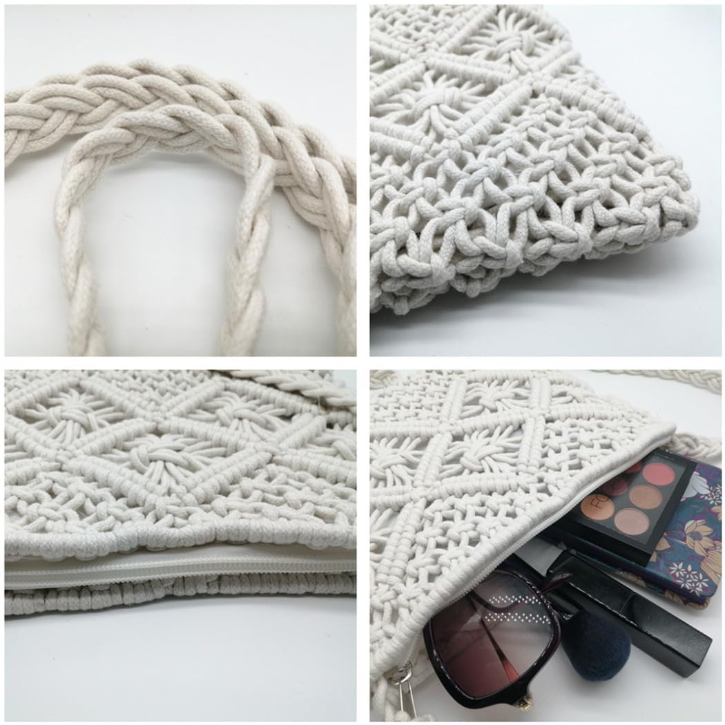 Bolso Bandolera Pequeño de Algodón para Mujer Macramé Hecho a Mano