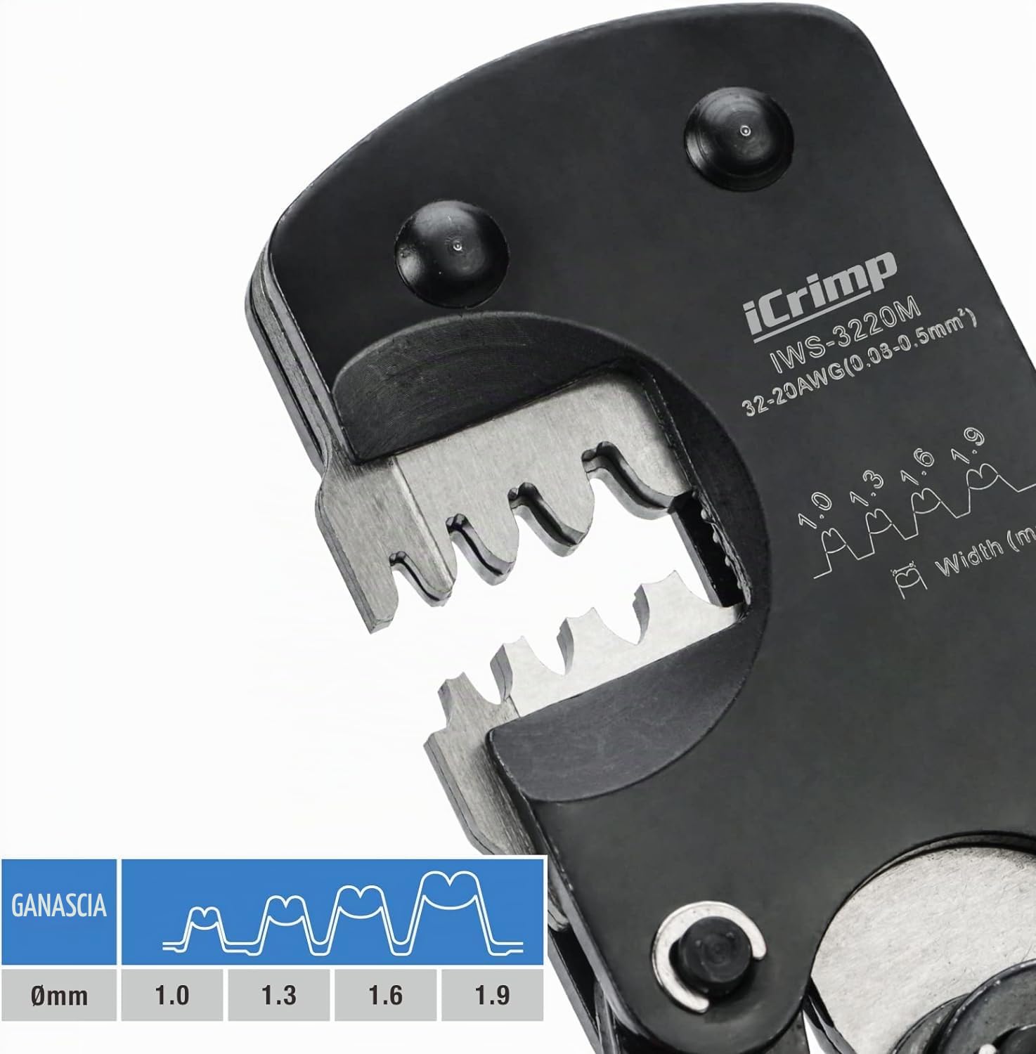 iCrimp Pin crimpatore per microconnettori 0,03-0,5 mm² Crimper a cricchetto per D-Sub, tute a canna aperta Molex, JST, JAE
