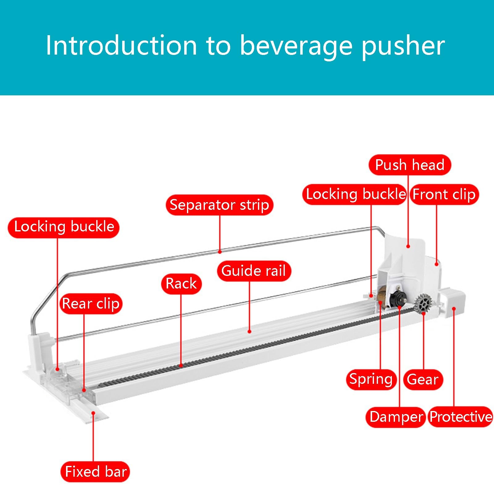 Organizador De Bebidas para Refrigerador, Organizador De Bebidas para Refrigerador con Empuje Automático con Deslizador De Bebidas Ajustable para Refrigeradores(Black,41x42x8cm)