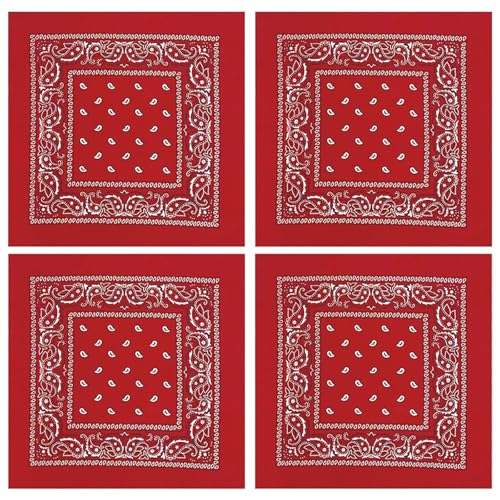 Guyode Pañuelo Rojo, Pañuelos Mujer, Bandana Hombre, Bandana Paisle Pirata con Diseño Único Estampado Estilo Retro para Cuello, Cabeza, Muñeca, Adultos Niños, Motociclistas, 54x54 cm