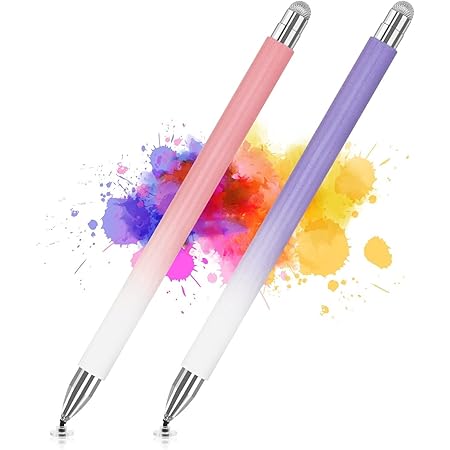 Stylus Pen for iPad (2 Pcs), Universal Touch Screens Stylus Pens High Sensitivity Disc & Fiber Tip Pencils Compatible with Apple/iPhone/iPad/Android/Microsoft Tablets and All Capacitive Touch Screens