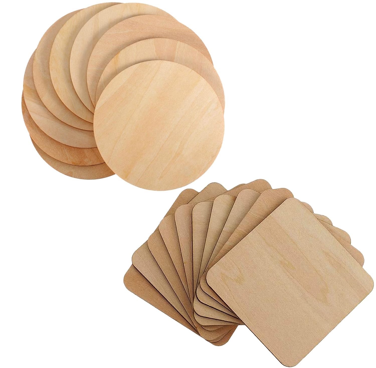 Combo (6+6) MDF Art Craft Coaster 4" Inch Square + Round Shape Coasters Plain Wood Blank Cutouts for Tea Coffee Christmas Painting Slice Resin Mandala Arts Work & Decoration | Thickness:3 mm-image-14
