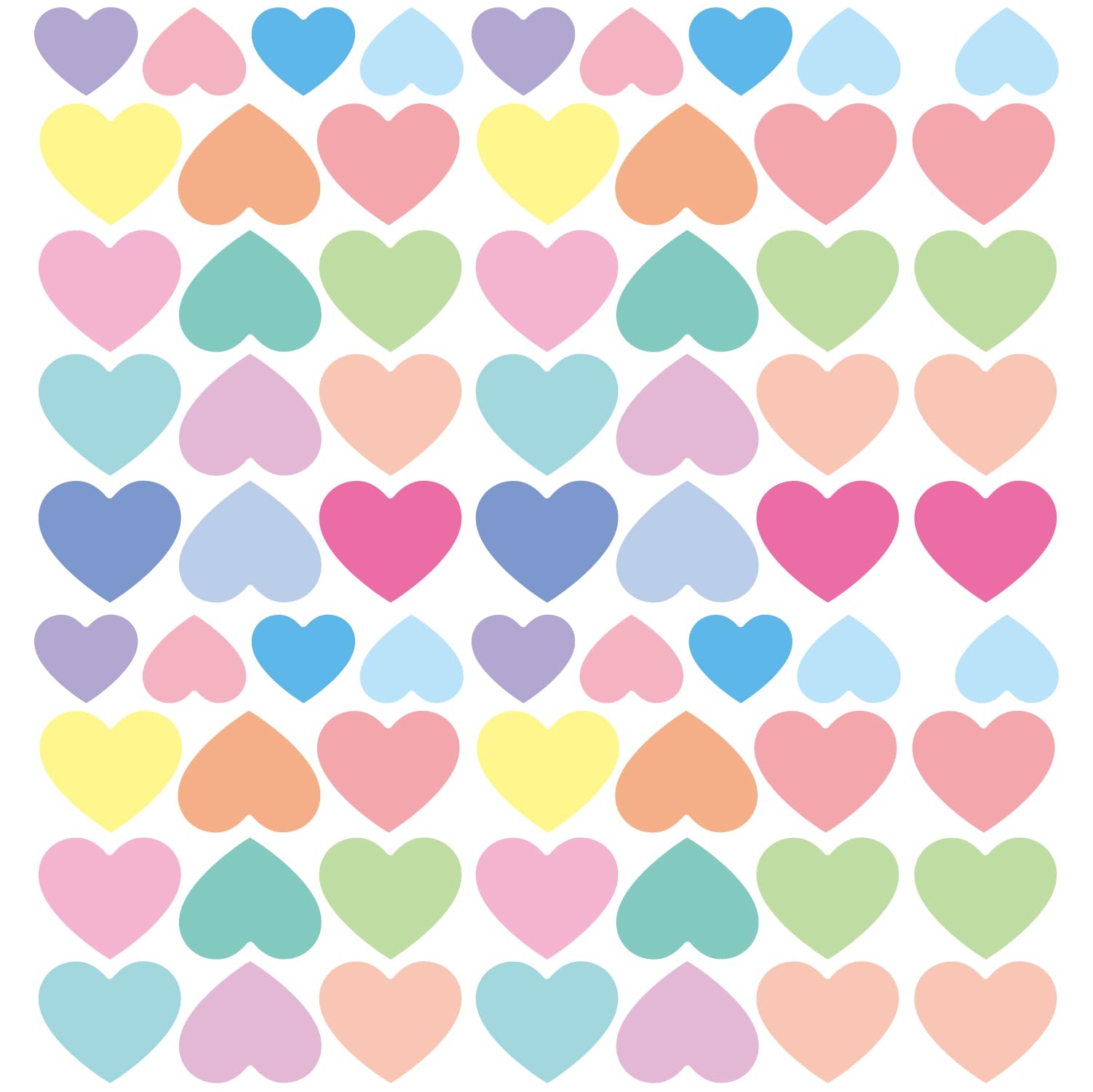 Pastel Multicolor Heart Wall Stickers, 160Pcs Removable Vinyl Decals, Peel and Stick Colorful Hearts Decor for Bedroom, Living Room, Dorm, DIY Furniture & Wall Art, Soft Aesthetic Home Decor