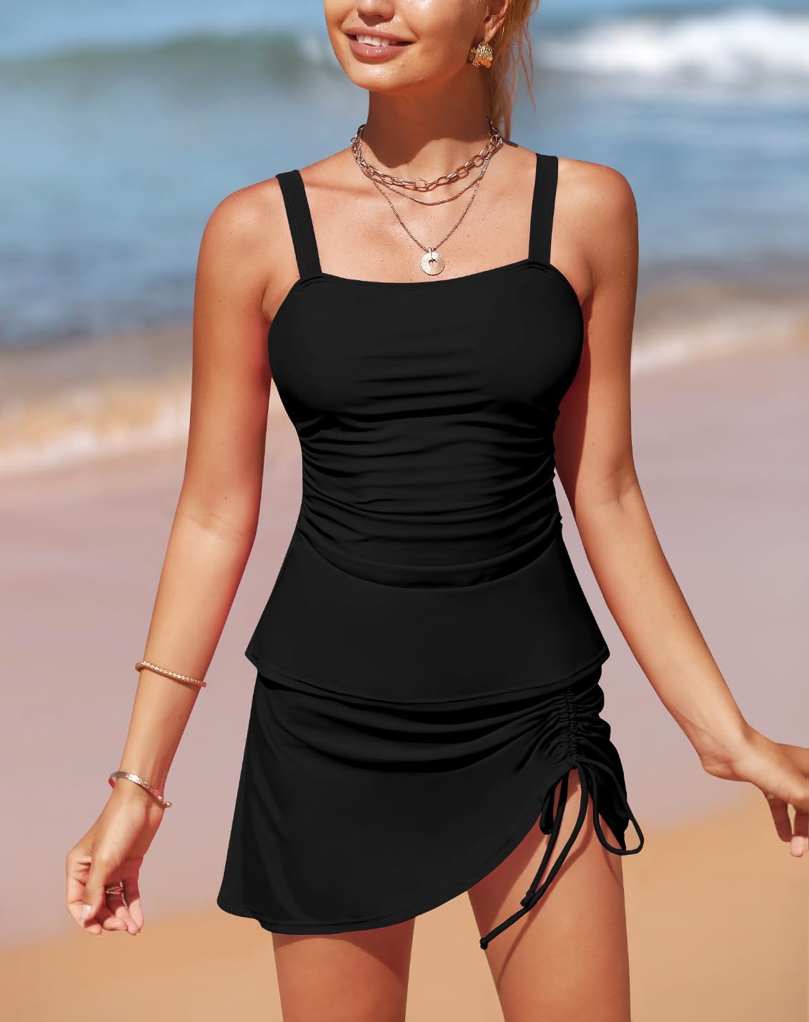 Tankini Swimsuits for Women Tummy Control with Skirt Two Piece Bathing Suits Modest Swimwear - Image 3