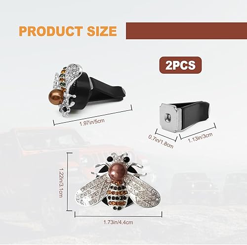 Miniatura 2 de 2 clips de ventilación de abeja brillantes, clip de ventilación para difusor de automóvil, decoración interior de automóvil con diamantes de