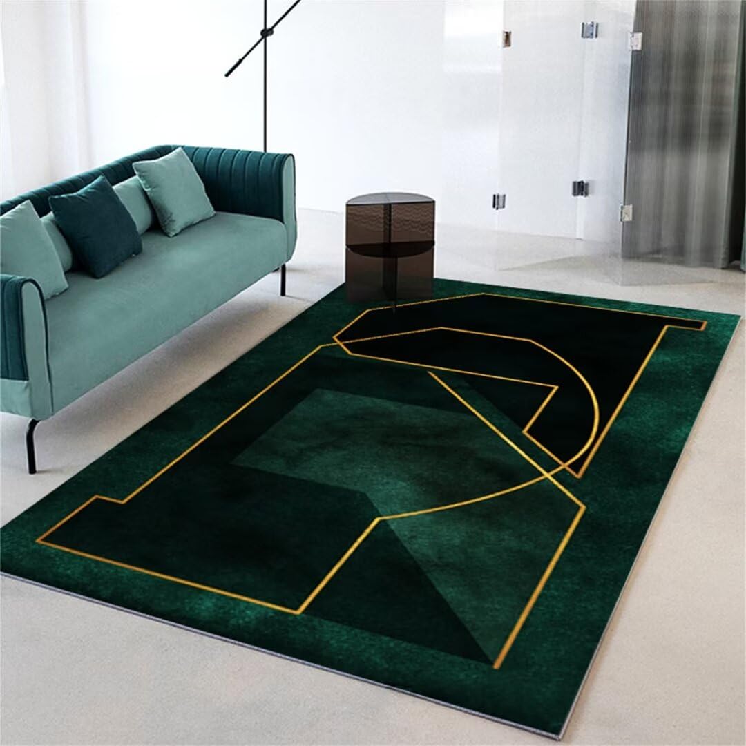 Tapis lavable en machine vert 60x120 à poils courts facile à entretenir