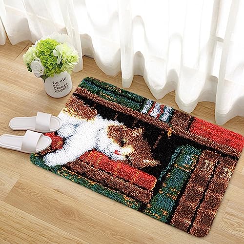Image of kingsea Latch Hook Kit for Adults, DIY Crochet Yarn Rug with Pattern Printed Latch Hook Rug Kit for Teen, Latch Hook Kit for Beginners, Cat, 20 inch x 15 inch