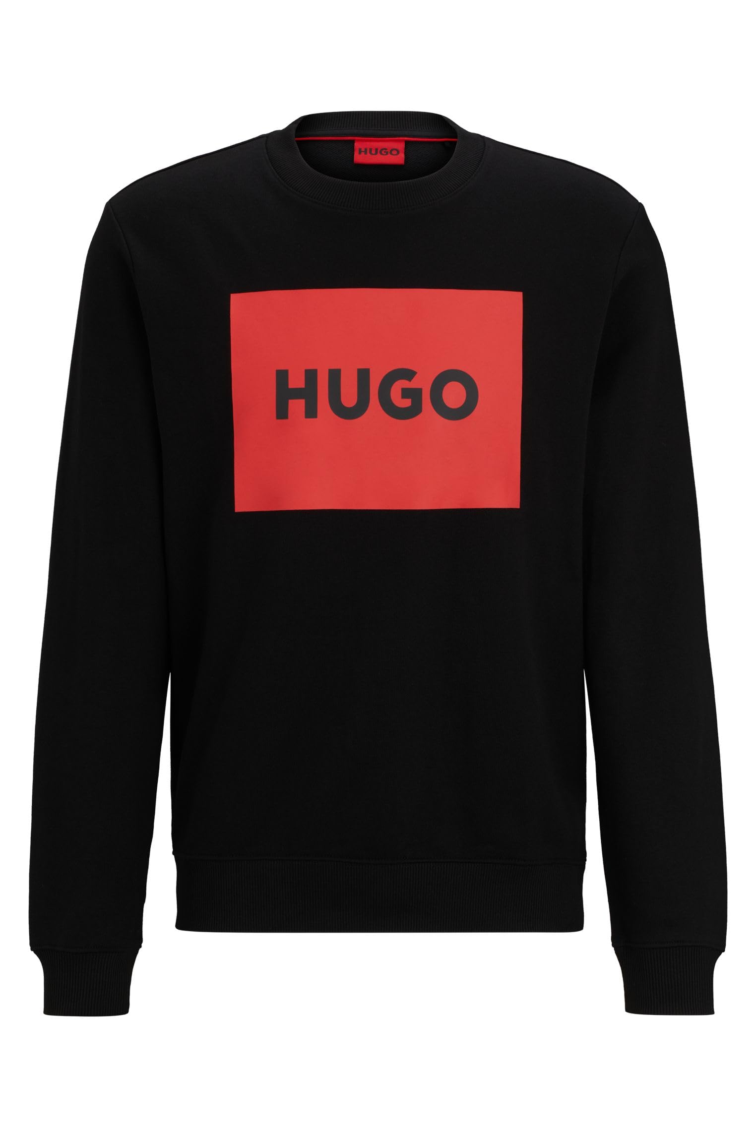 HUGO Duragol 222 Logo Crew Neck Sweatshirt, Black, Size L, Men
