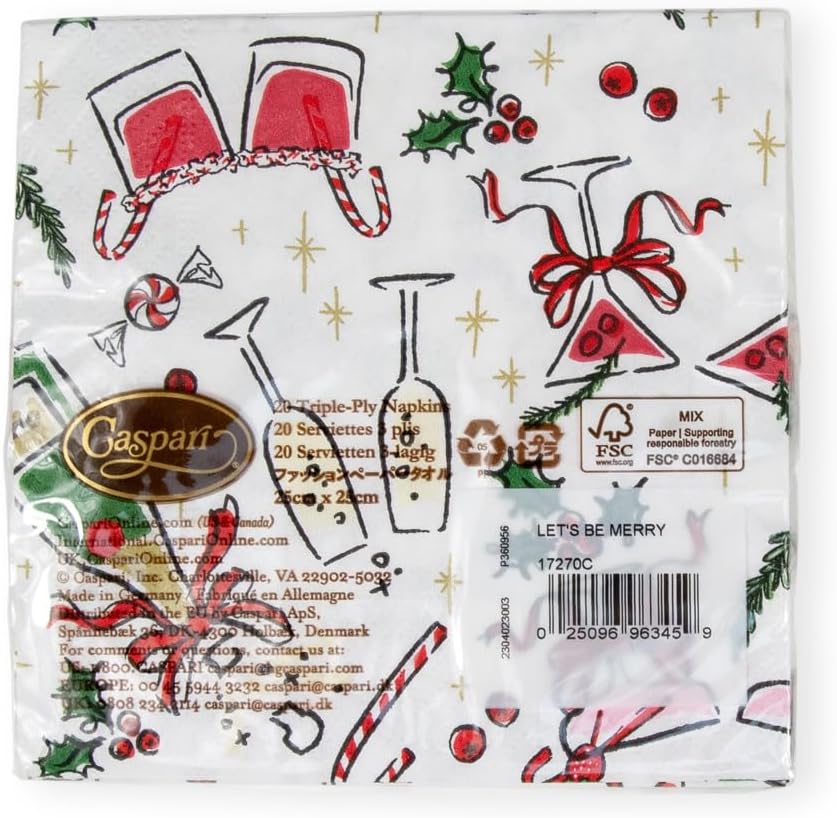 Let's Be Merry Paper Cocktail Napkins - 20 Per Package