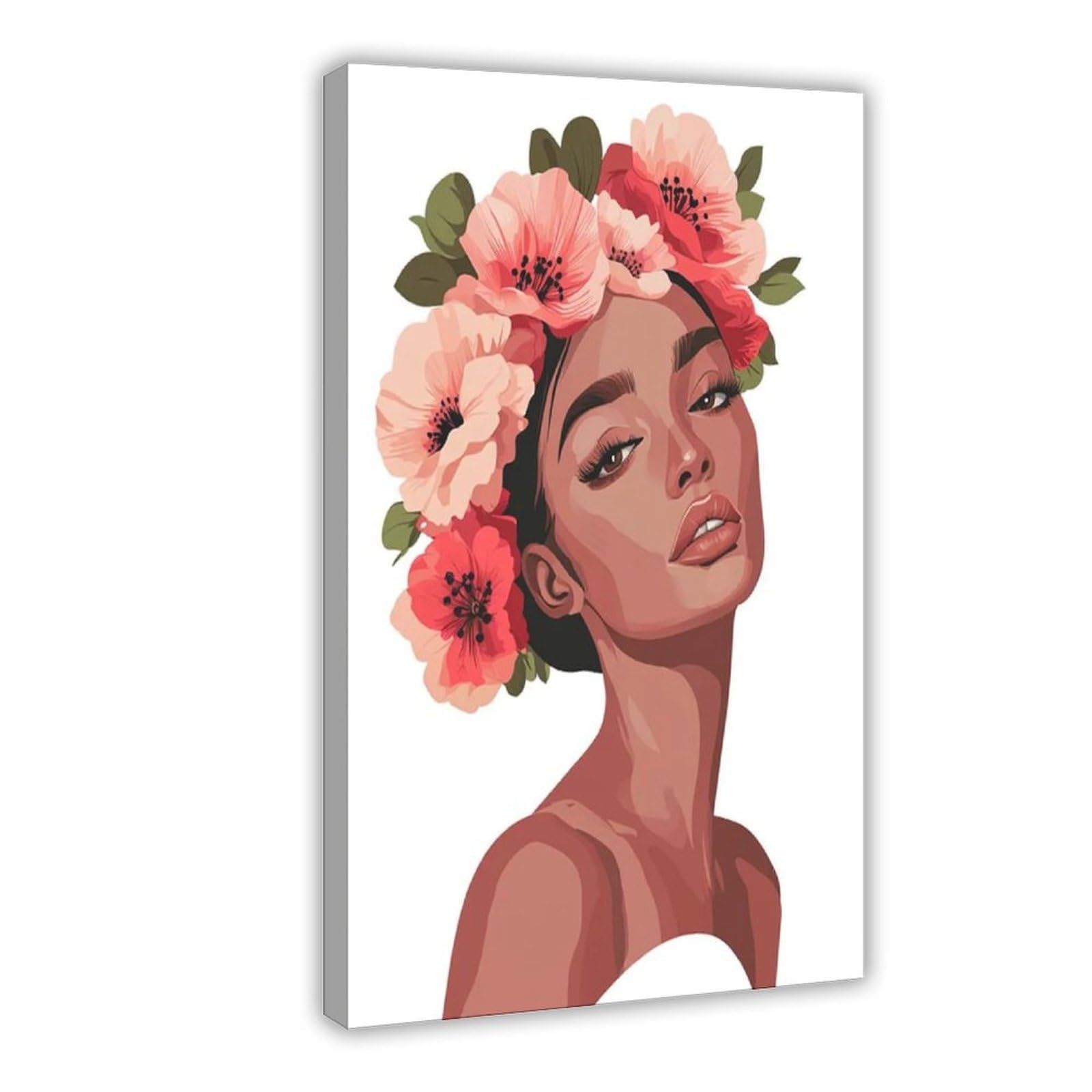Bareronor Floral Woman Portrait Canvas Poster Bedroom Decor Landscape Office Room Decor Gift 20" L X 30" W