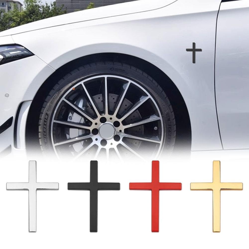 Cross Car Sticker Weatherproof Car Sticker 2-Pack 3D Metal Jesus Cross Car Decals - Fade ...