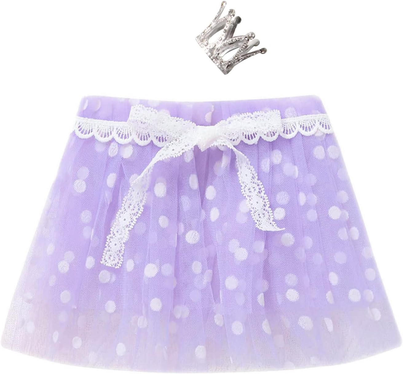 Newborn Baby Girls Outfit Photography Prop Lace Decor Mesh Tutu Skirts with Small Crown Headdress
