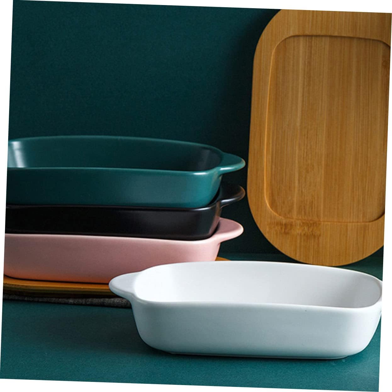 KICHOUSE 1set Double Handle Baking Tray Elegant Storage Tray for Roasting for Home Hotel Restaurant Use Easy to Clean for Baking Serving Dishes