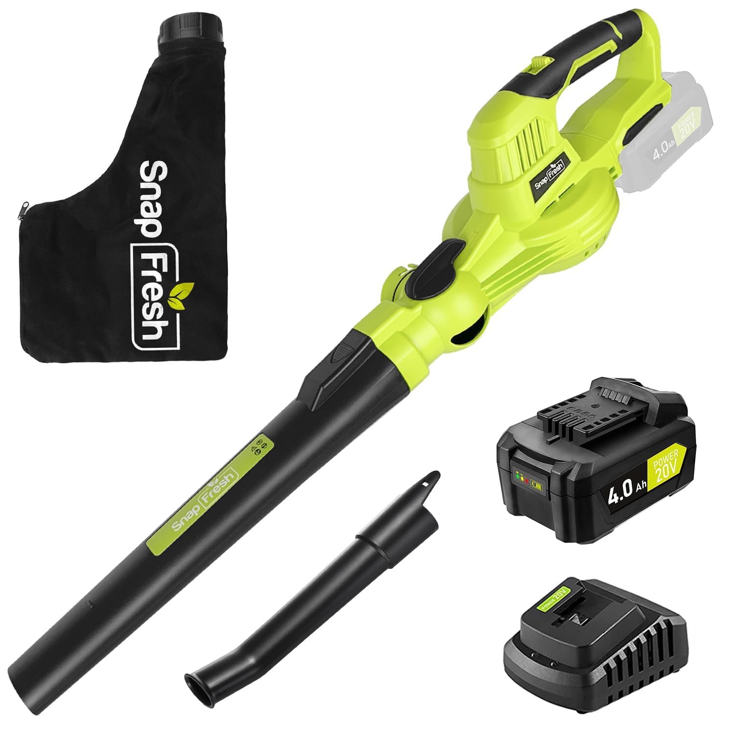 SnapFresh Cordless Leaf Blower, 2 in 1 Leaf Mulcher