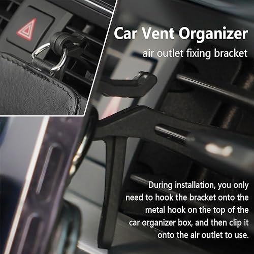 Miniatura 3 de Organizador de almacenamiento de ventilación de automóvil, bolsillo de cuero con diamantes de imitación, accesorios de automóvil brillantes para