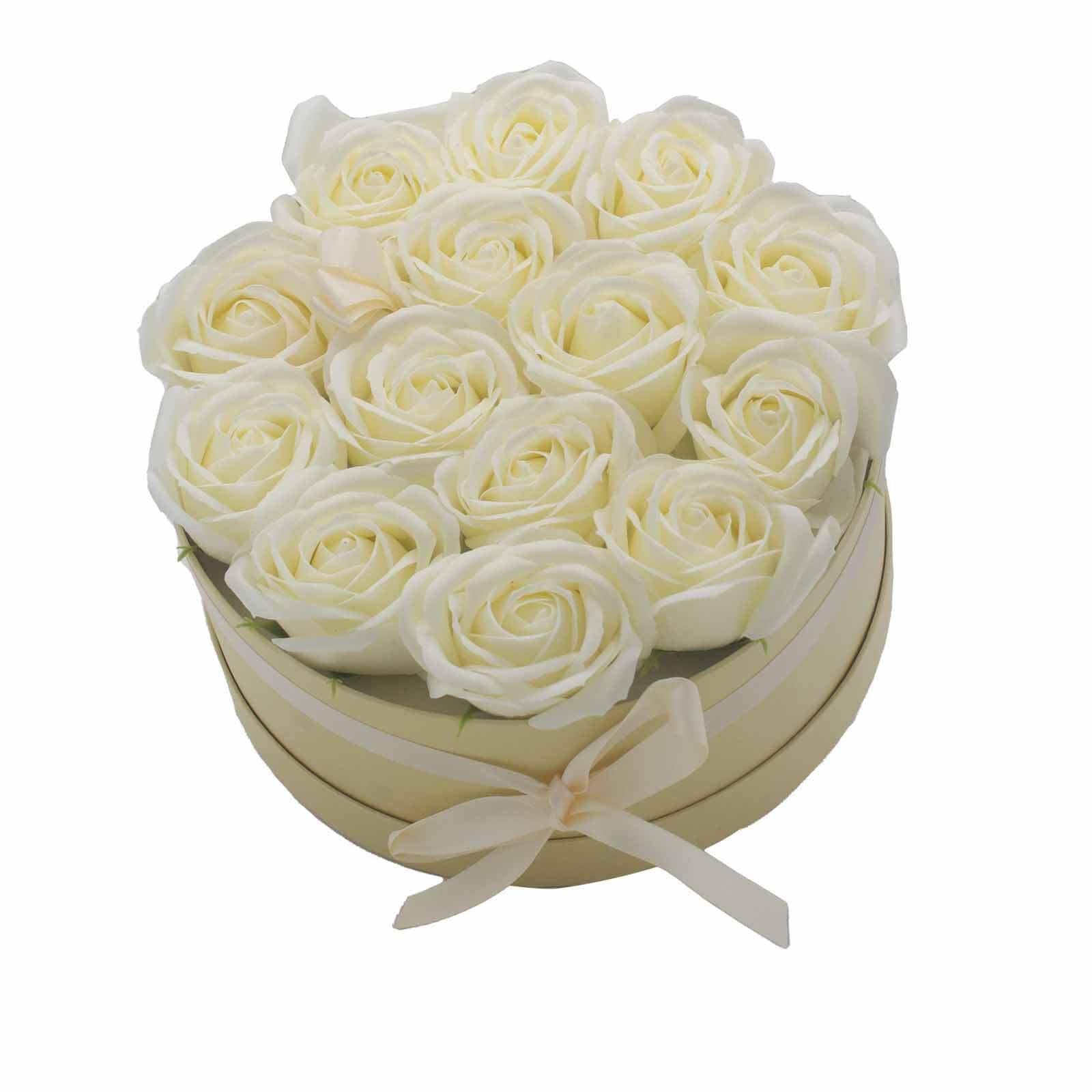 Bouquet de fleurs de savon 14 roses crème rondes l'idée cadeau originale pour toutes les fêtes