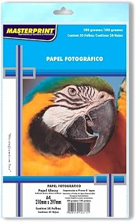 PAPEL FOTOGRÁFICO GLOSSY 180G A4 COM 50 FOLHAS - MASTERPRINT
