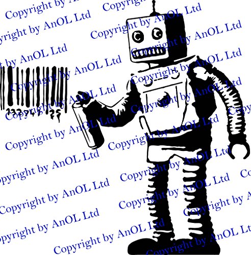 Banksy Vinyl Wall Decal Robot Graffiti / Machine Painting Barcode / Street Graffiti Sticker - 31" X 31" #TOP5