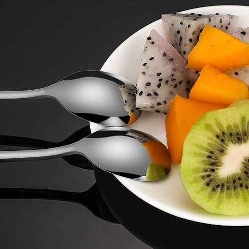 Miniatura 3 de Briout Cuchara de mango largo de 9 pulgadas, 4 cucharas de café helado, cucharas de té de helado, cucharas de cóctel de acero inoxidable 188 prémium