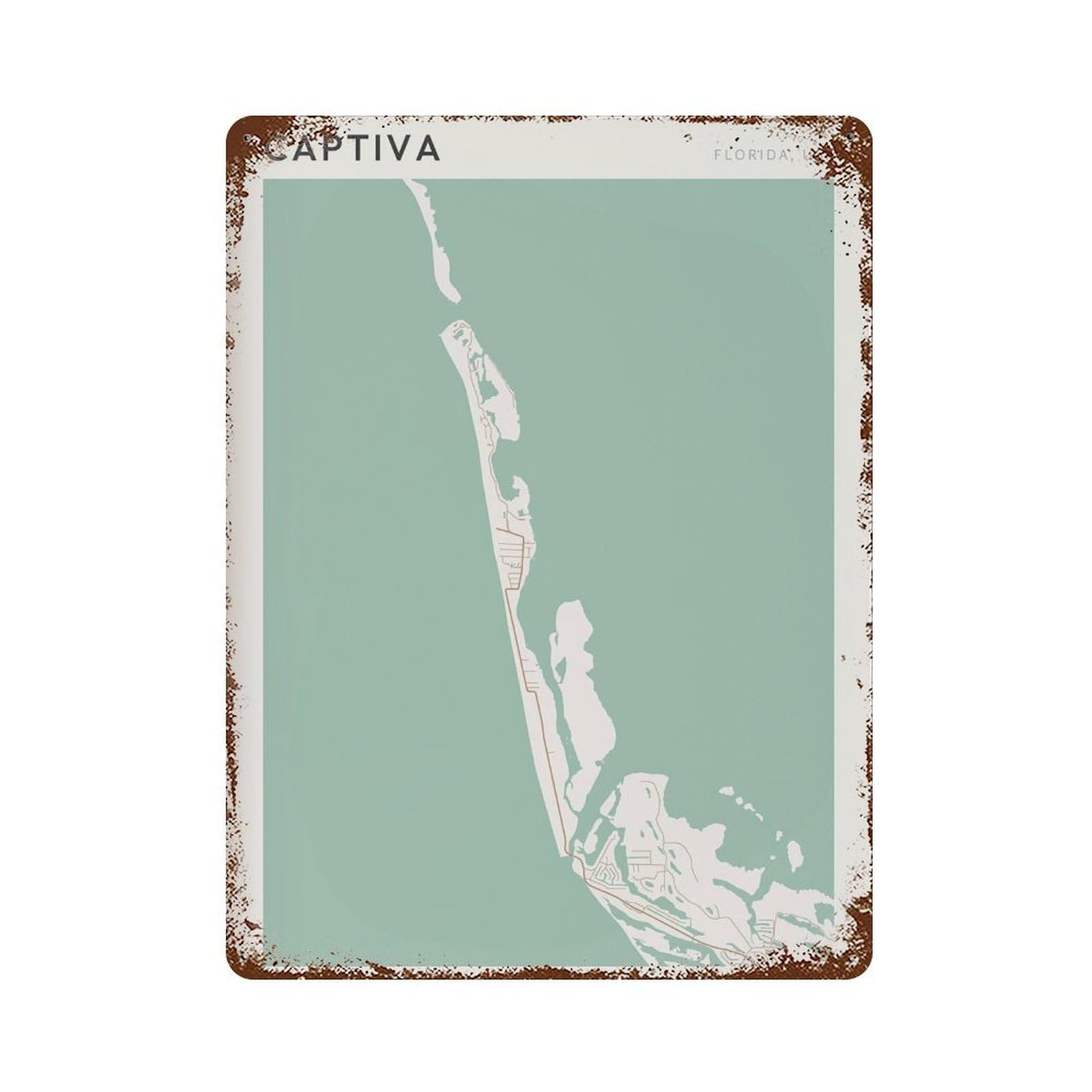 xiaoxiaoshen Captiva Map Florida Travel Gift Scandi (2) Wall Decor Art Metal Tin Poster Modern Home Decor Art Home Bar Shop Decorations Vintage Sign 40x30cm