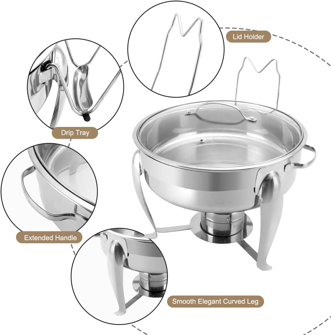 2 Packs 6 QT Chafing Dish Buffet Set with Serving Spoons, Stainless
