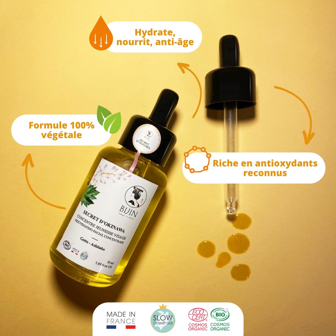 Siero giovanile concentrato di Okinawa Bio, Viso Anti-Aging, Anti-Ruga, Vegetale, 50 ml
