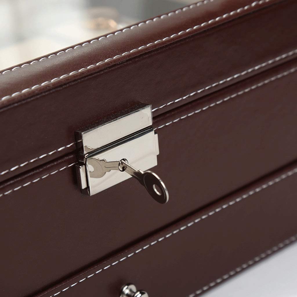 Schmuckschatulle – Uhrenbox-Organizer mit Valet-Schublade, Metallscharnier, großem Halter, schwarzem PU-Leder – Uhrenaufbewahrung, Schmuckschatulle für Herren Present